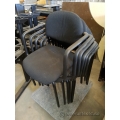 Black Stacking Guest Side Chair w Metal Frame, Padded Full Arms